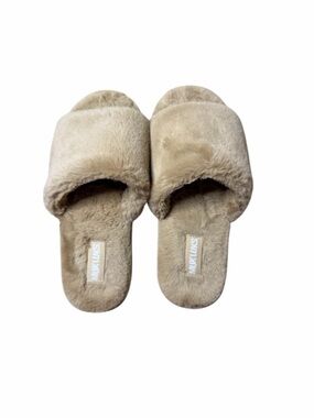 Muk Luks Faux Fur Slide Slippers in Tan Sz 6